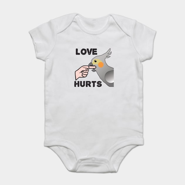 Love Hurts - Cockatiel Parrot Female Baby Bodysuit by Einstein Parrot